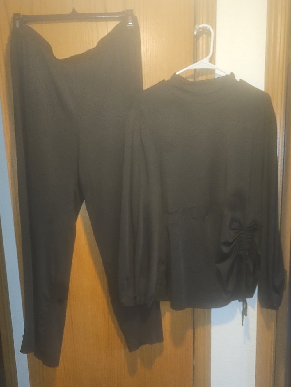 SHEIN Black Women's Two-Piece Set - Long Sleeve Top & Pants